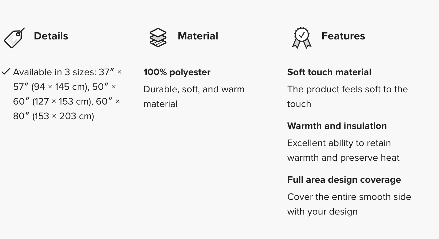 Sherpa Blanket Specifications