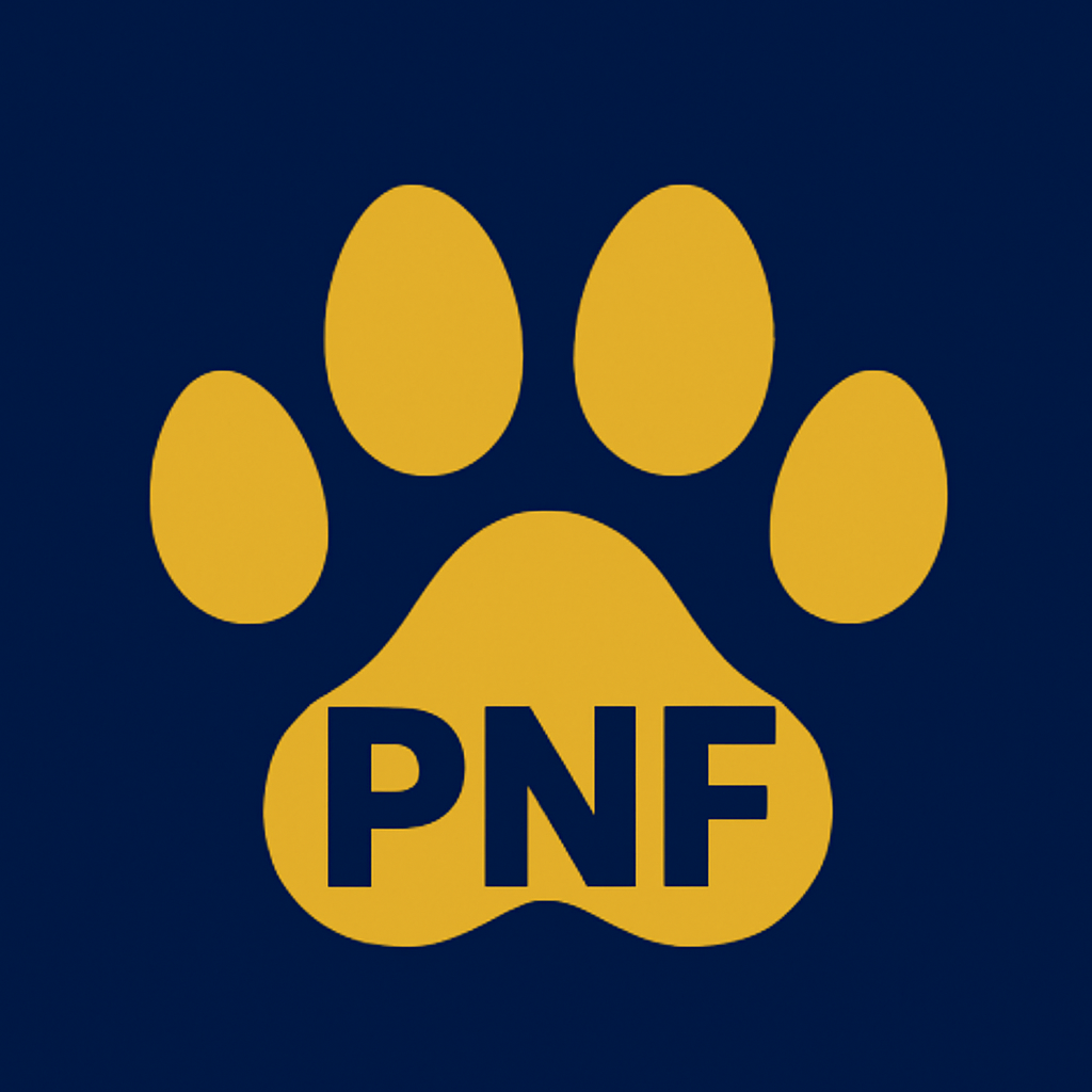 Pets N' Faith paw print logo in gold