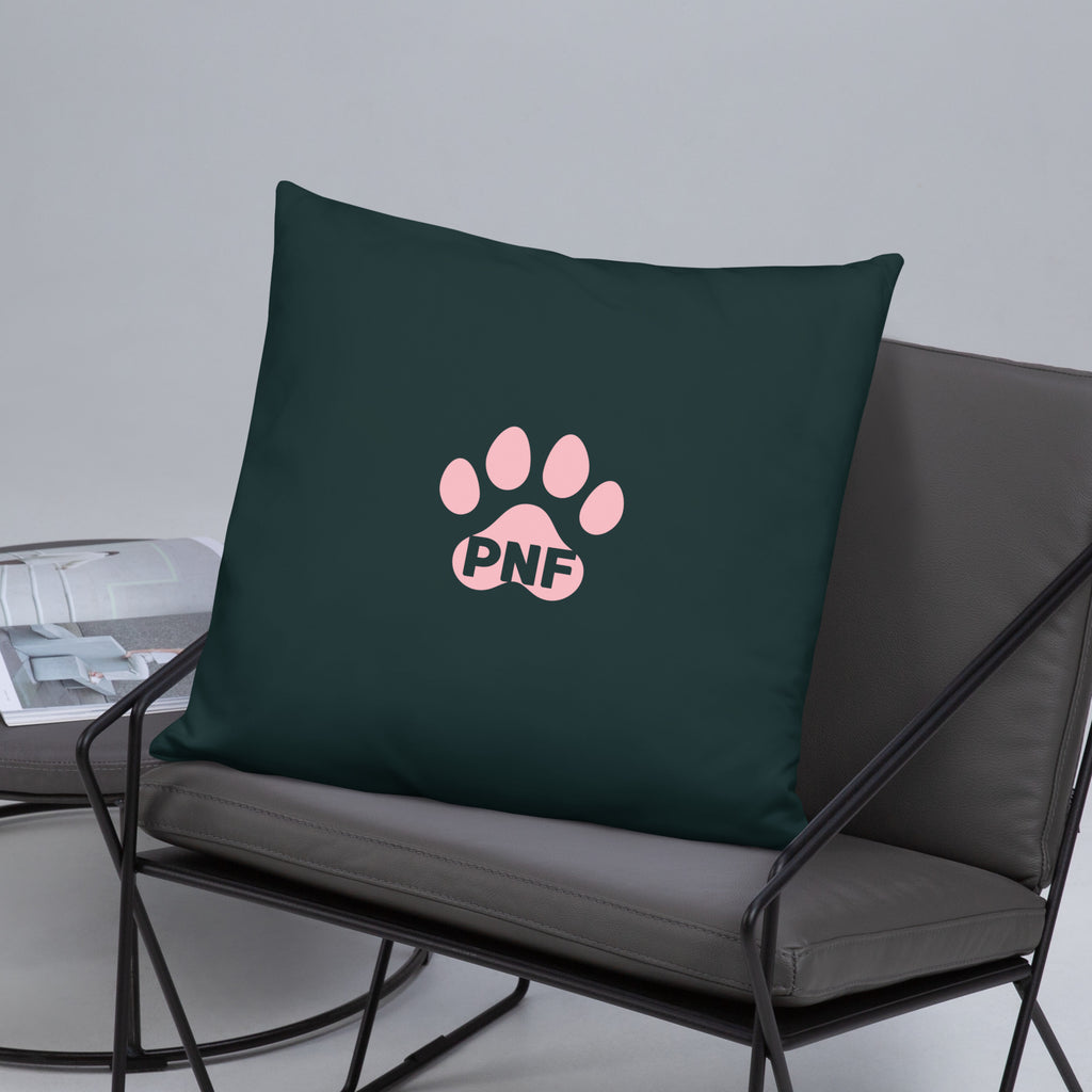 God's Little Helpers All Over Print Accent Pillow in forrest green with pink accents