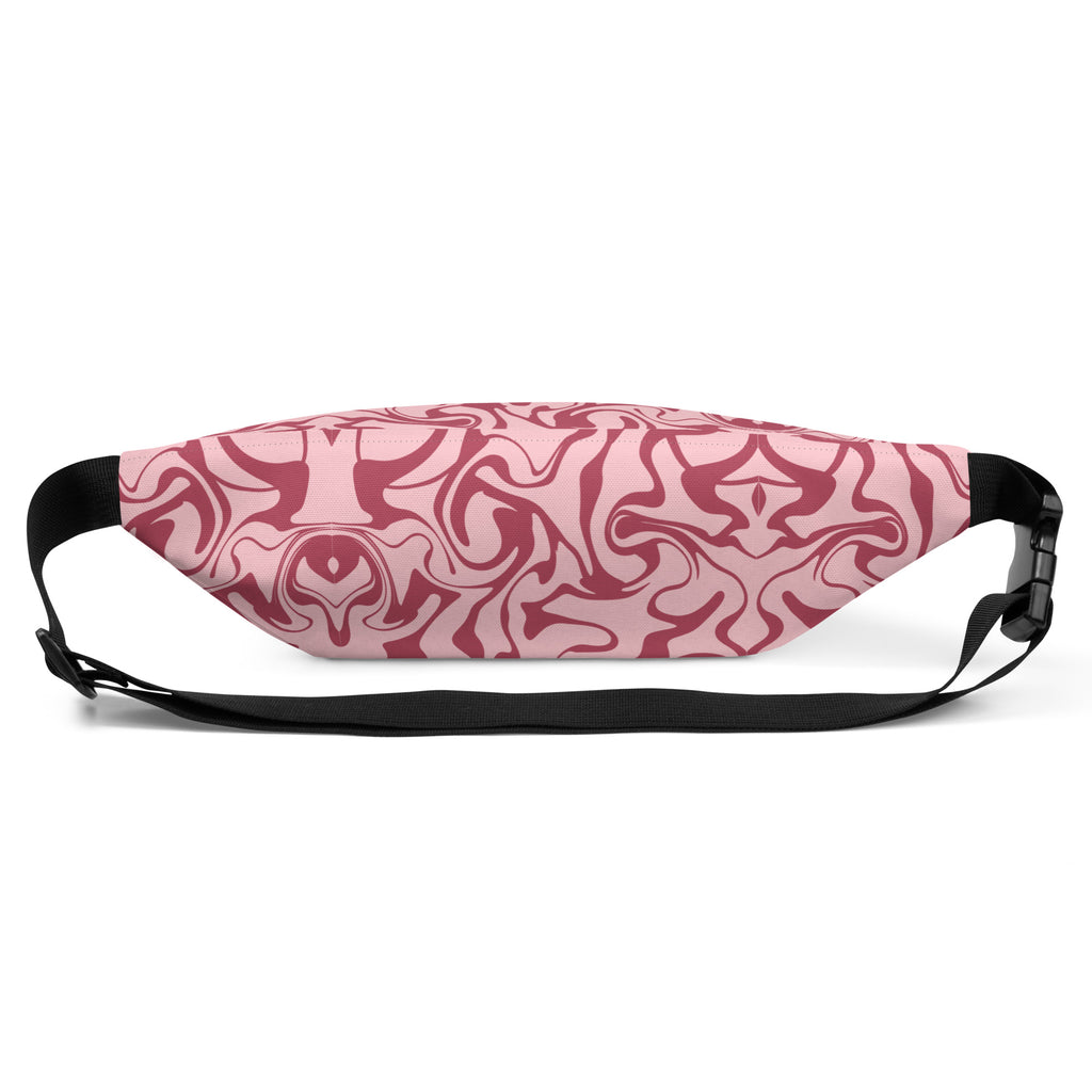 Pink fanny pack featuring the word ‘Jesus’ in black cursive with a leash-style design, faith-inspired accessory
