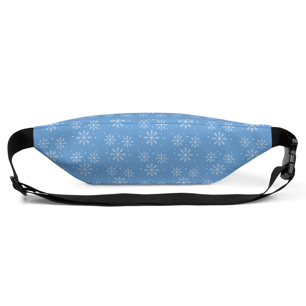 Light blue Pets N’ Faith fanny pack with bold white PNF letters and paw print logo on the front.