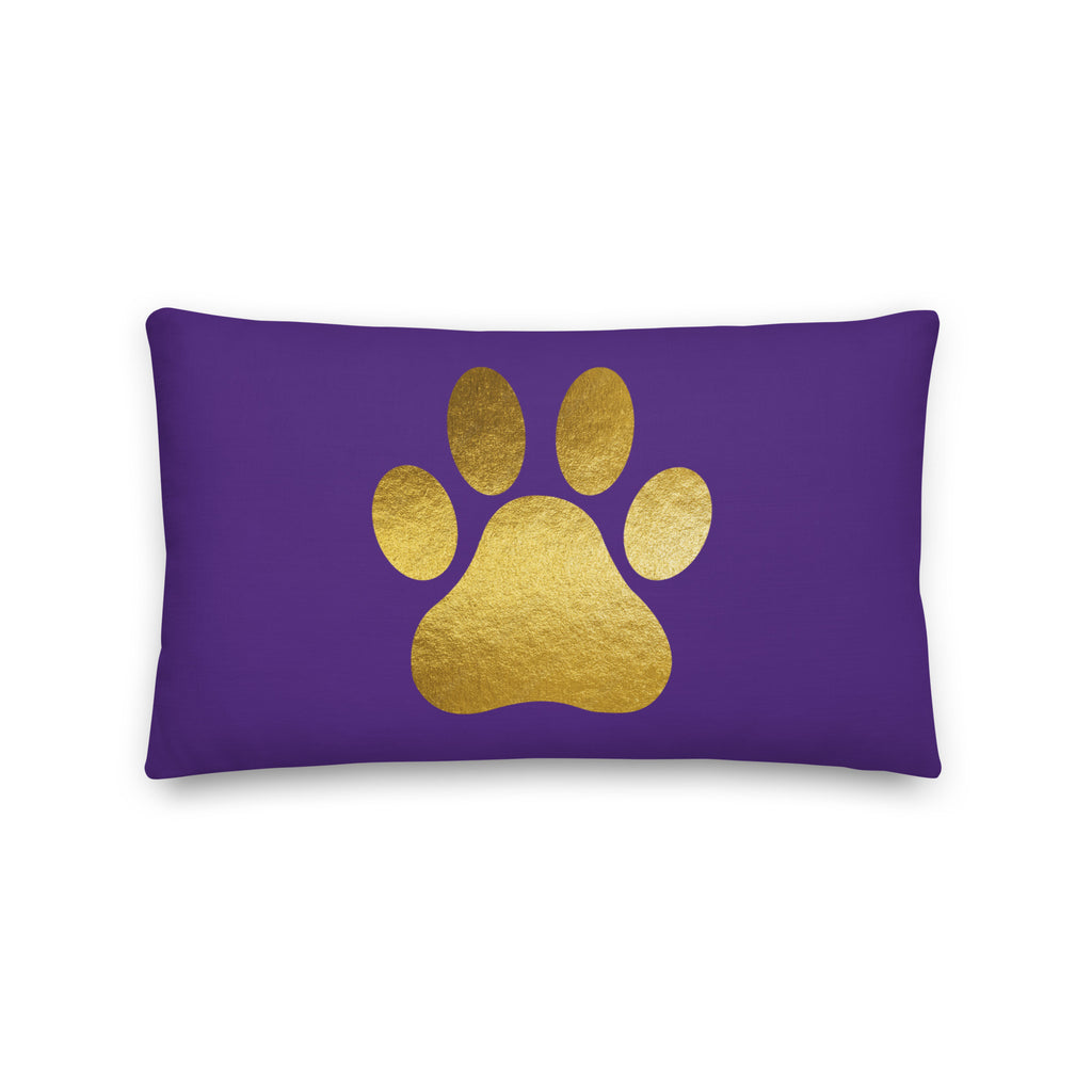 Deep Indigo throw pillow with a gold heart and a gold heart on the back.