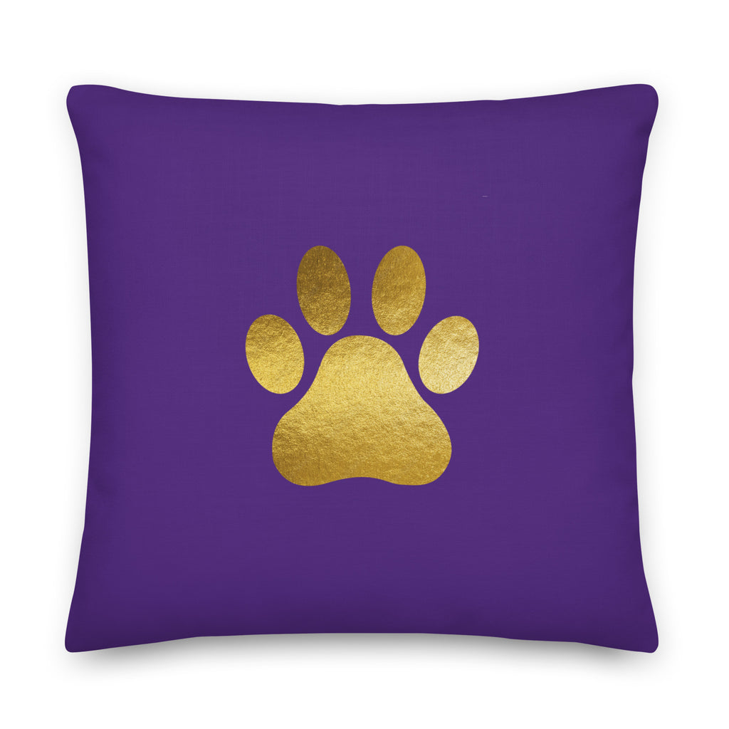Deep Indigo throw pillow with a gold heart and a gold heart on the back.