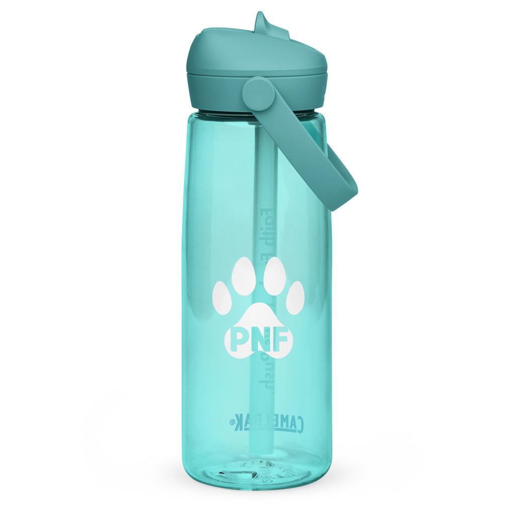 Back view of cove CamelBak® water bottle showing the PNF logo in white.