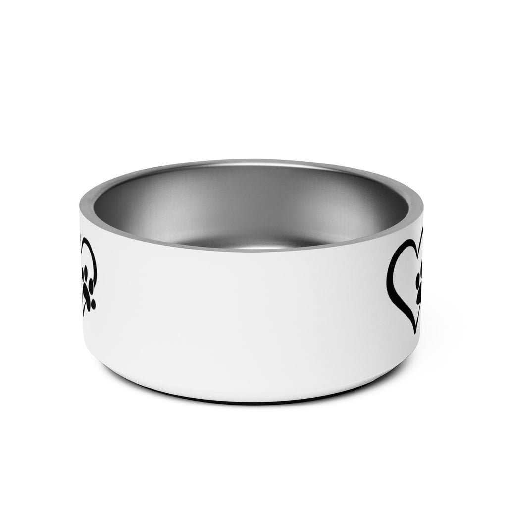 Bacl view of black stainless steel pet bowl with peach “GRACEPAW” lettering, featuring a sleek, durable finish and anti‑slip base.