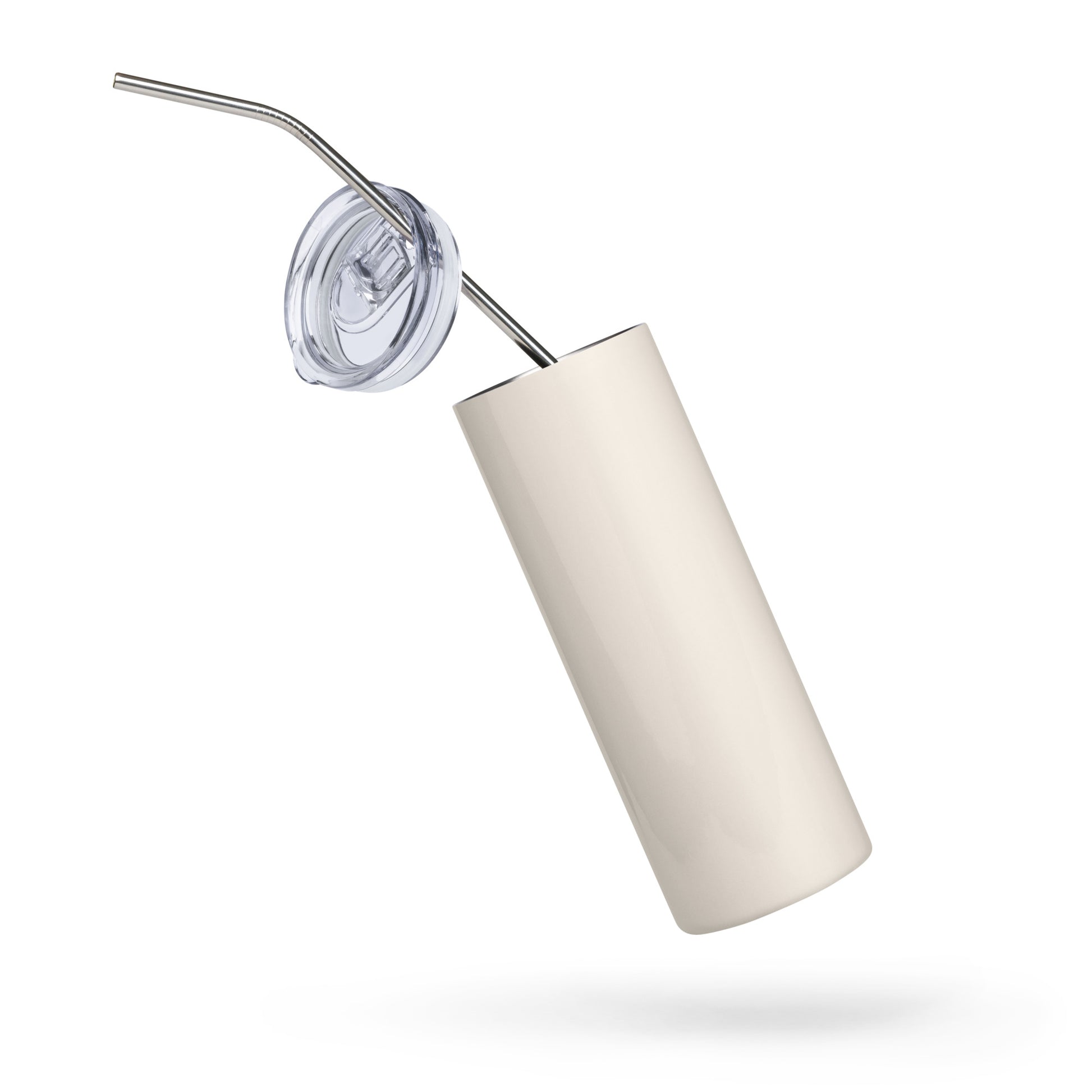 Cream stainless steel tumbler with gold heart with pawprint accents