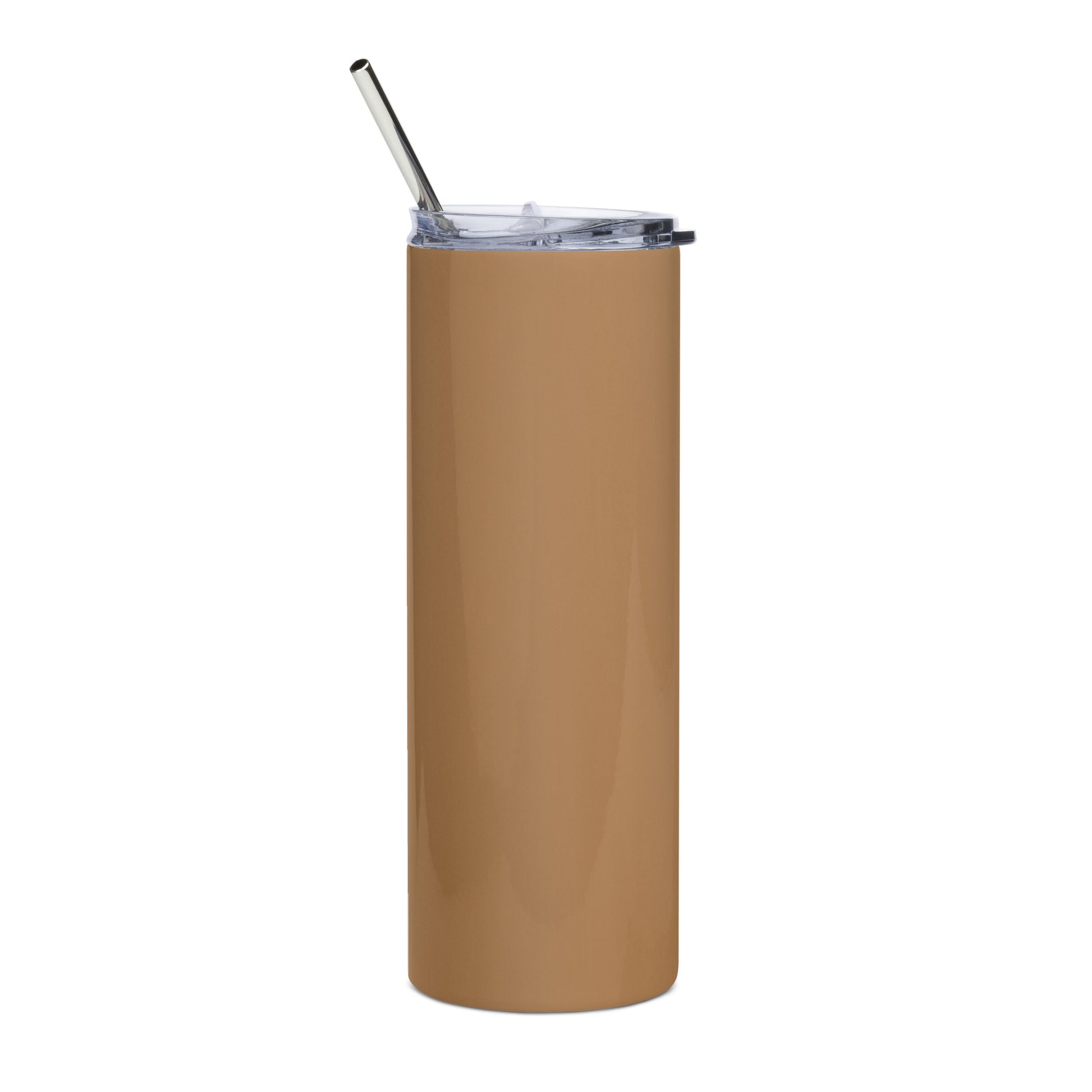 Caramel stainless steel tumbler with black paw print
