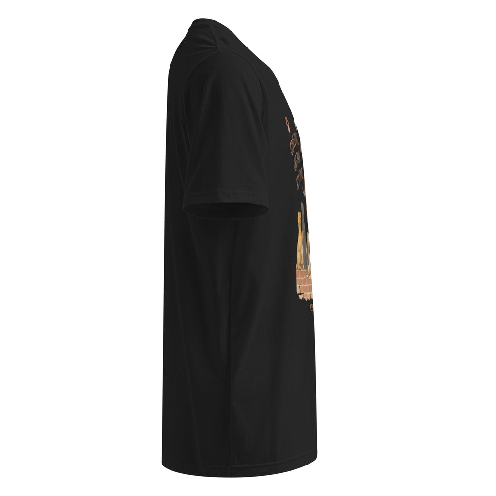 Right side view of black Under Armour Pets N’ Faith Performance T-Shirt without sleeve logo visible