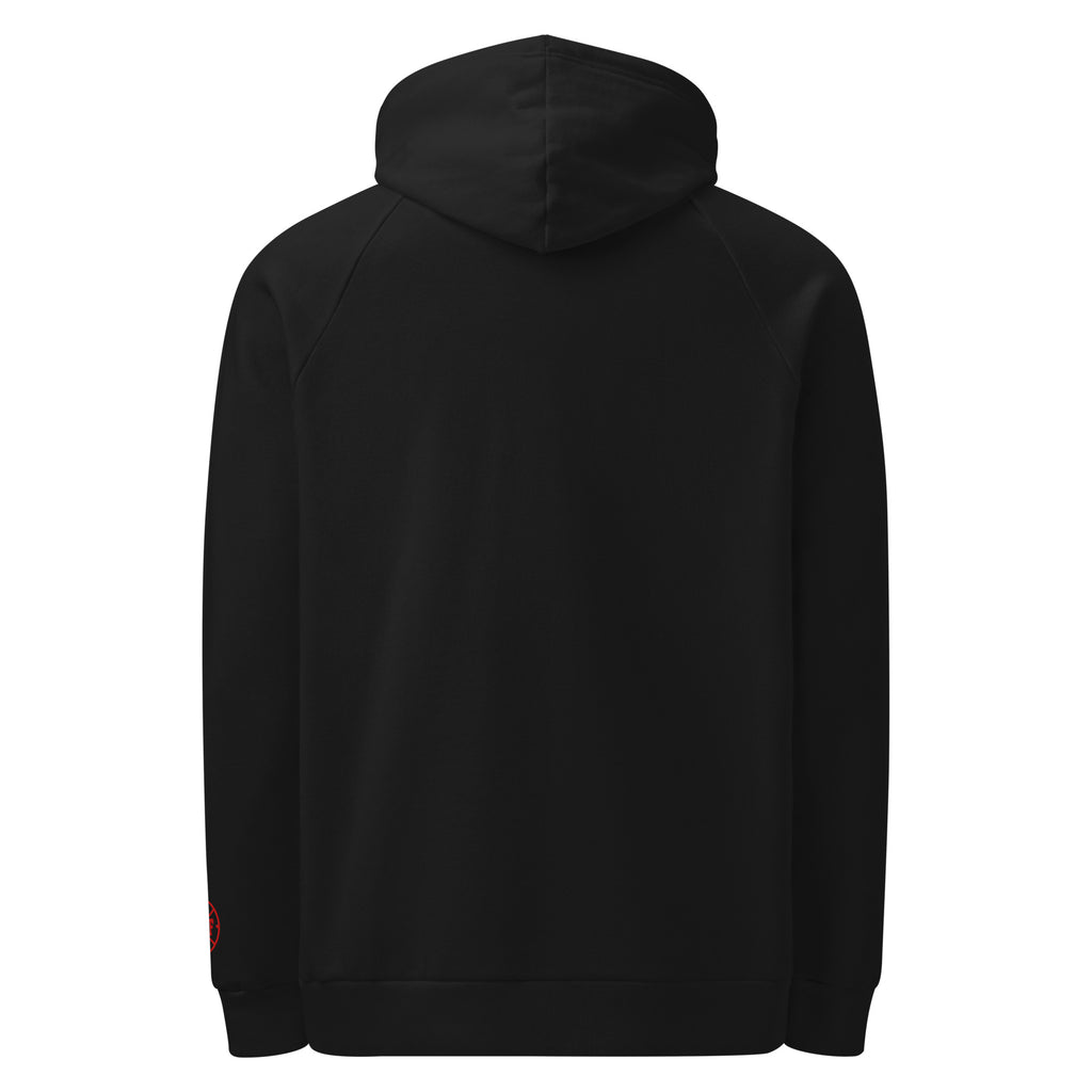 Black Under Armour Pets N’ Faith Hoodie – Back view, plain black with hood up
