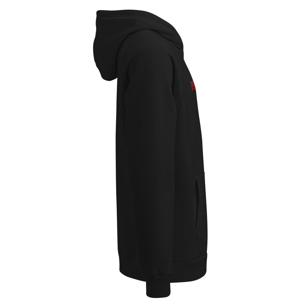 Side view – Right profile of Under Armour Pets N’ Faith Hoodie without sleeve logo visible
