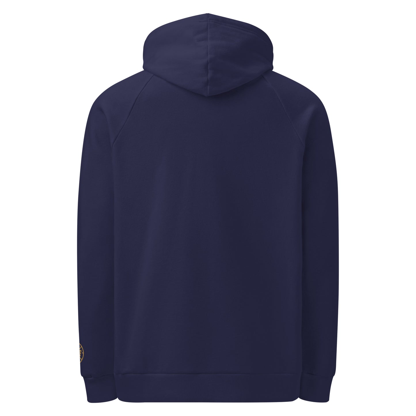 Navy Blue Under Armour Pets N’ Faith Hoodie – Back view, plain black with hood up