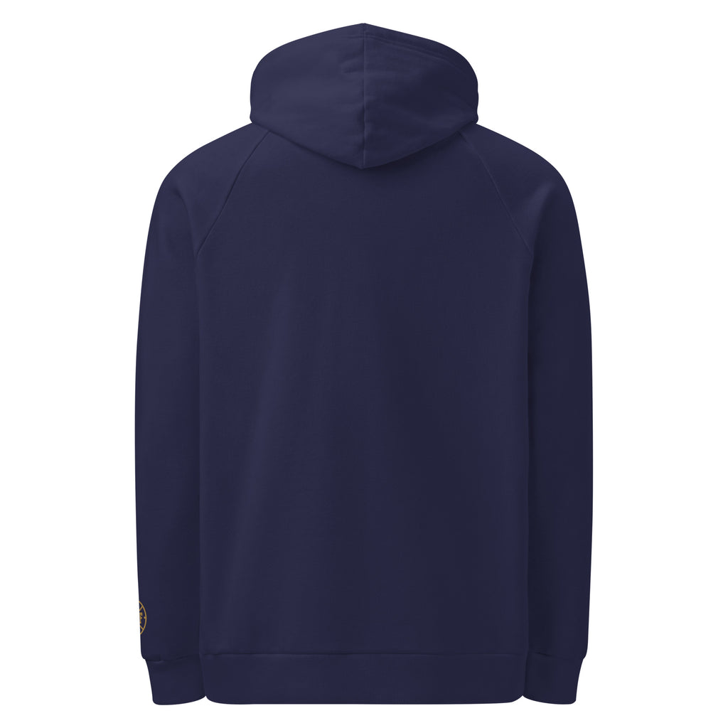 Navy Blue Under Armour Pets N’ Faith Hoodie – Back view, plain black with hood up