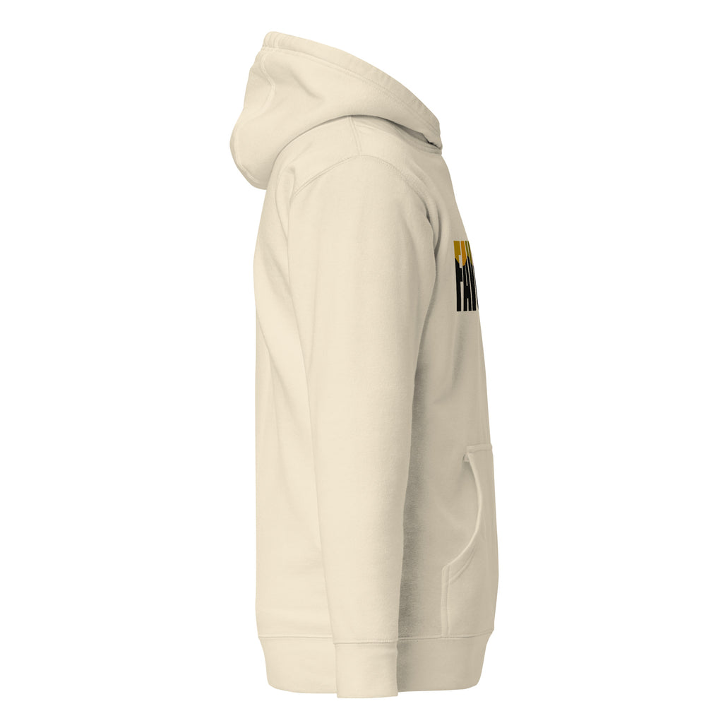 Right side view of cream-colored Unisex Pets N’ Faith “Favored – Luke 1:28” Hoodie